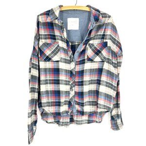 We The Free Free People Flannel Button Down Shirt Sz Small